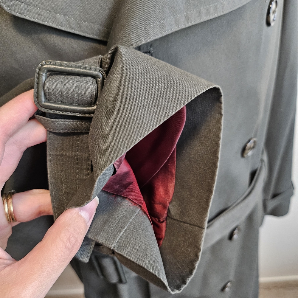 ❤️ VTG London Fog 40R Grey & Burgundy Trench Coat - Picture 3 of 15